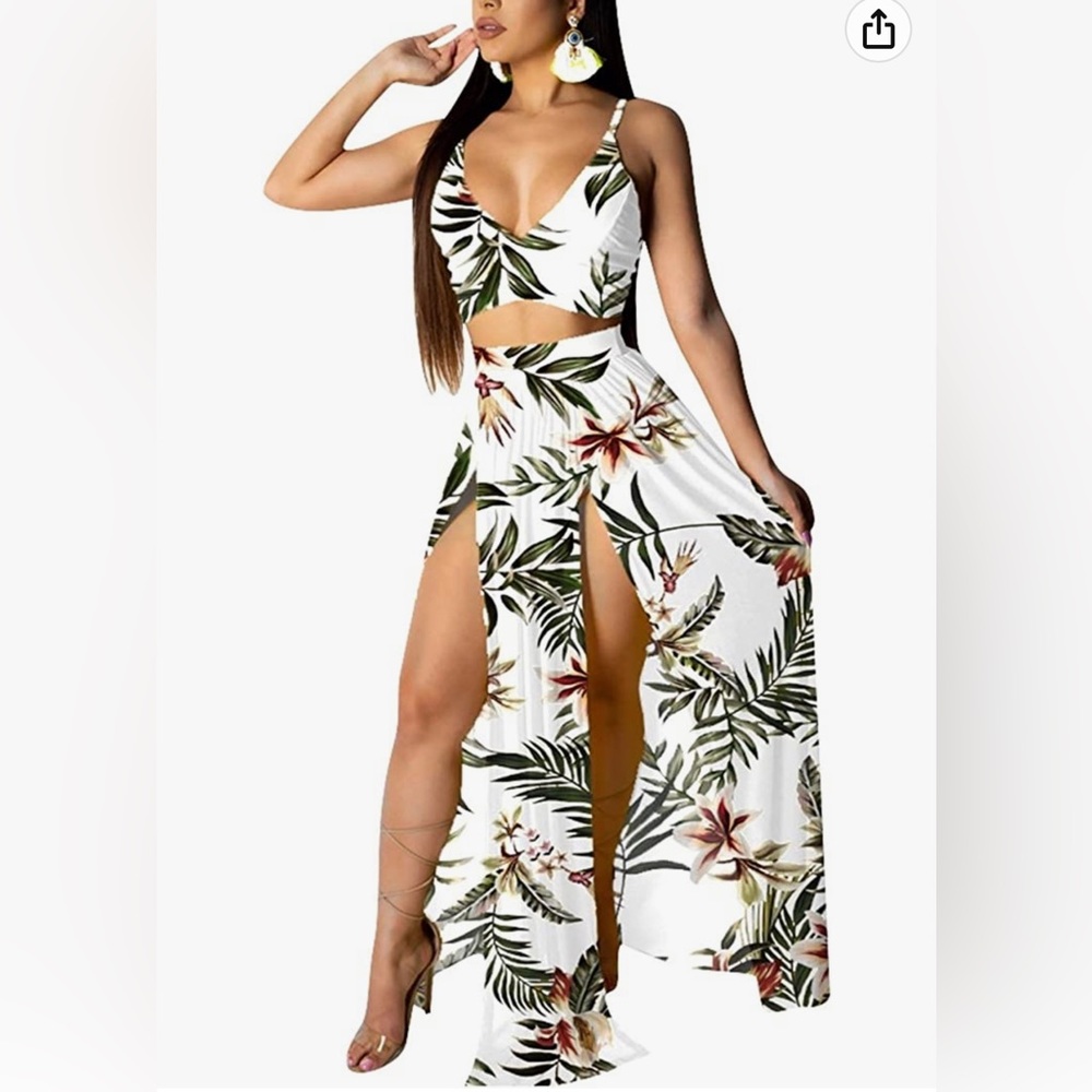 Two piece summer set, maxi skirt and crop top